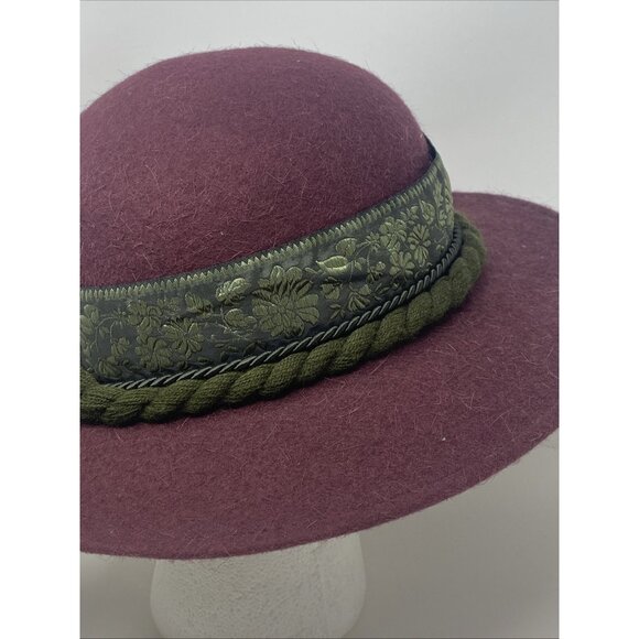 Womens Bavarian Alpine Tyrolean Wool Hat Hand Made in Italy F. Rizzolli Burgundy main image 5